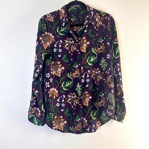 Ann Taylor floral long sleeve button down blouse size small